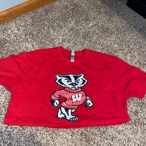 Wisconsin Badger Red Crop Top Short Sleeve TShirt